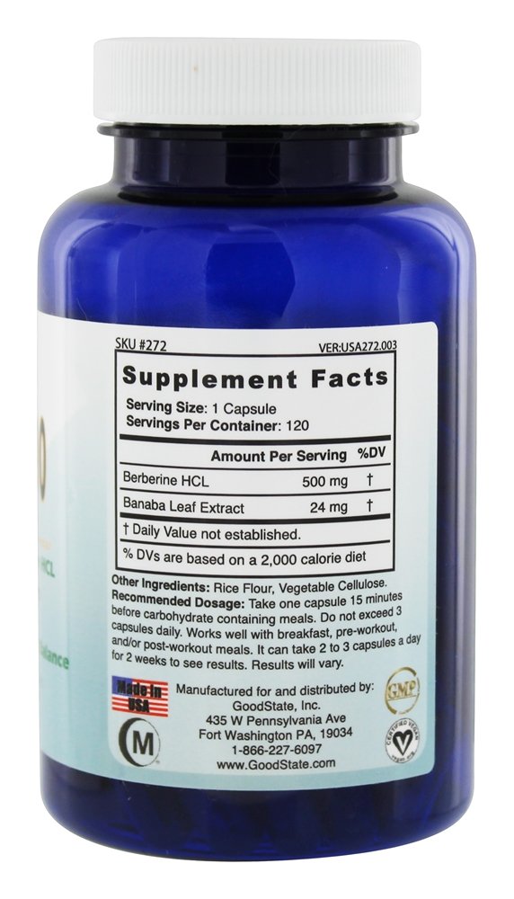 Glyco-X 500 com Berberina HCL de Potência Extra 500 mg. - Cápsulas vegetarianas 120 Good State - Imagem 2