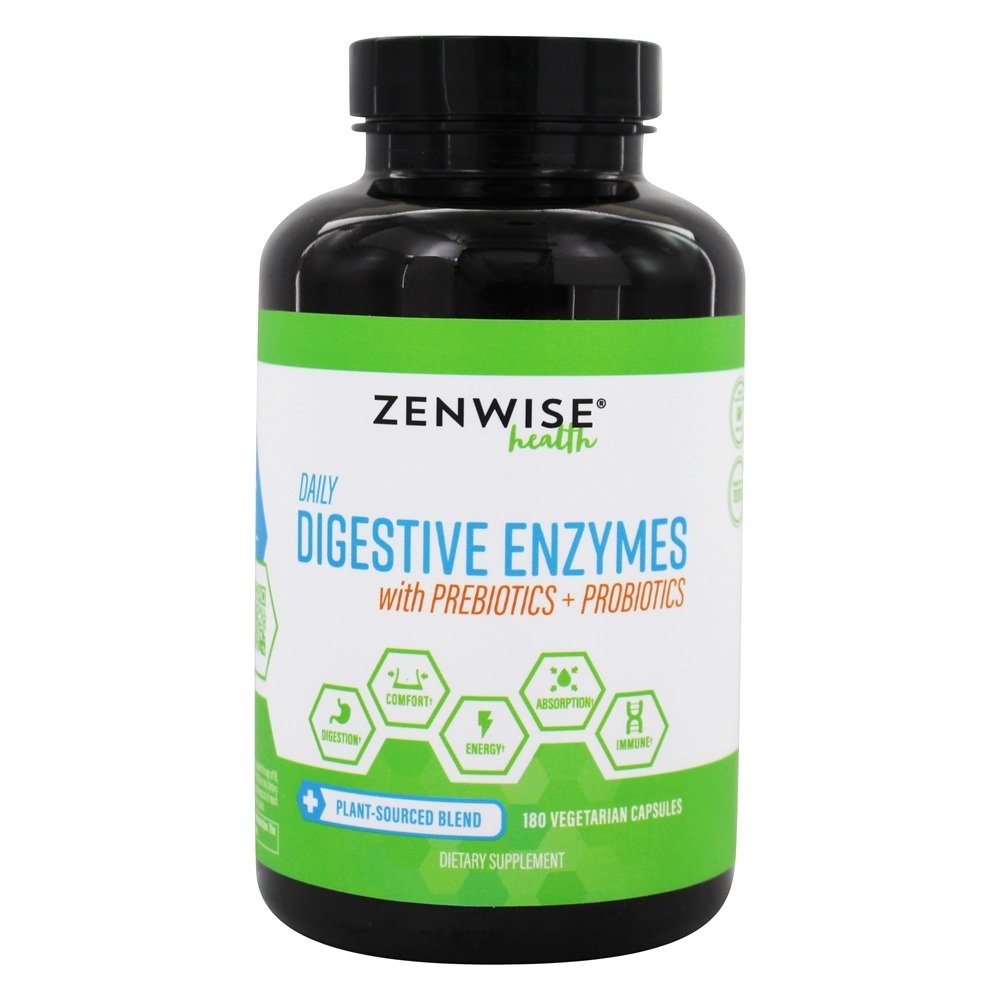 Enzimas Digestivas Diárias com Prebióticos + Probióticos - Cápsulas vegetarianas 180 Zenwise Health
