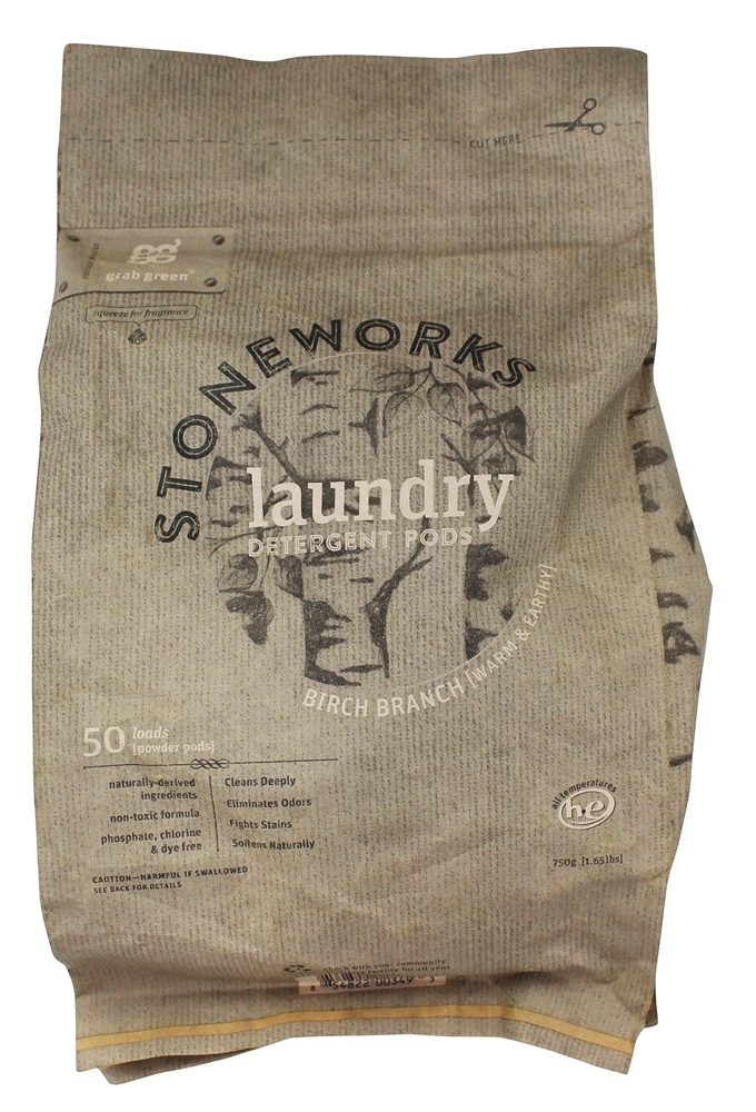 Vagens de Detergente para Lavagem de Pedras de Pedra 50 Carrega Ramo de Bétula - 1.65 lbs. Grab Green