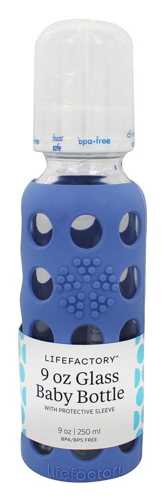 Frasco De Bebê De Vidro Com Manga De Silicone Blueberry - 9 oz. Lifefactory