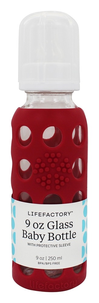 Garrafa De Vidro De Vidro Com Manga De Silicone Framboesa - 9 fl. oz. Lifefactory