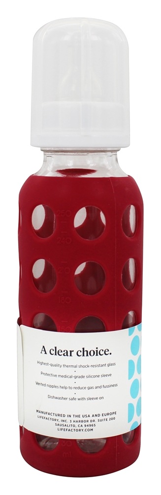 Garrafa De Vidro De Vidro Com Manga De Silicone Framboesa - 9 fl. oz. Lifefactory - Imagem 2