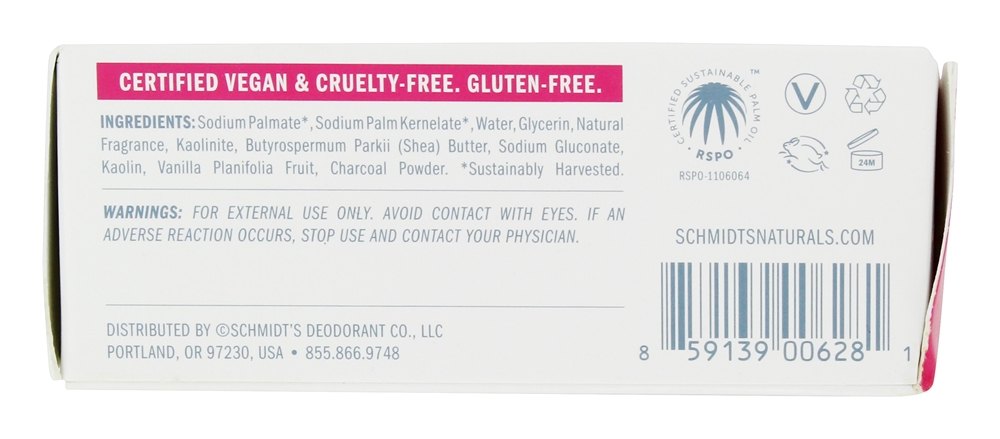 Natural Umidade Rico + Desintoxicante Bar Sabão para Face & Corpo Rosa + Baunilha - 5 oz. Schmidt's - Imagem 2