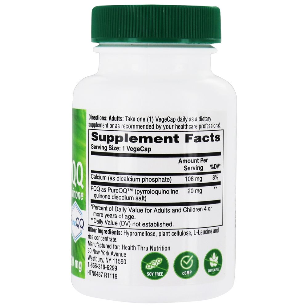 Suporte à biogênese mitocondrial PQQ 20 mg . - 30 Cápsula (s) vegetal (s) Health Thru Nutrition - Imagem 2