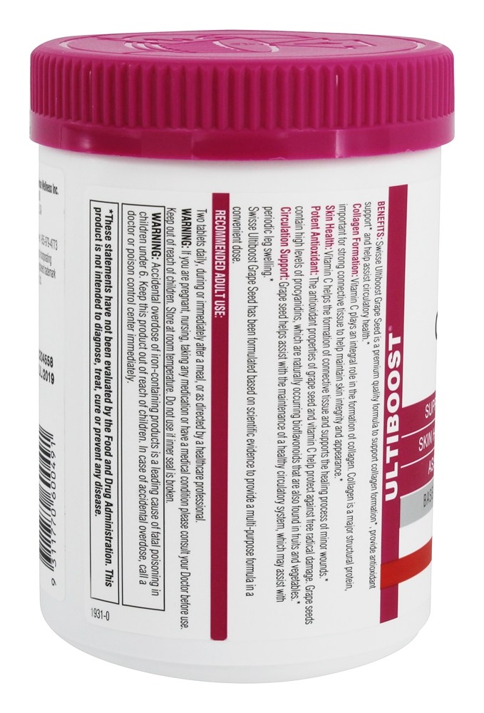 Ultiboost Semente de Uva Antioxidante Para a Saúde da Pele 14250 mg. - 300 Tablet (s) Swisse - Imagem 3