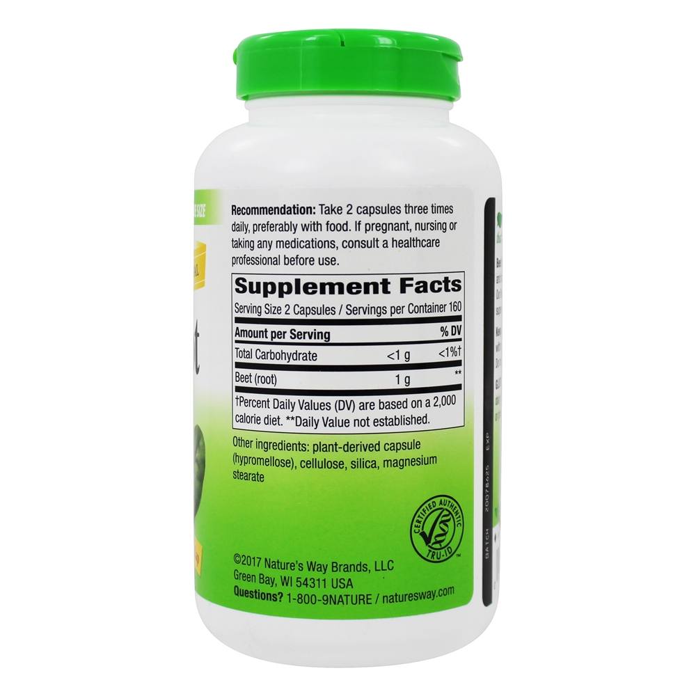 Raiz Beterraba 500 mg. - Cápsulas vegetarianas 320 Nature's Way - Imagem 2