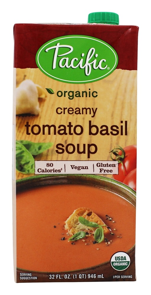 Sopa de manjericão cremosa de tomate orgânico - 32 fl. oz. Pacific Foods