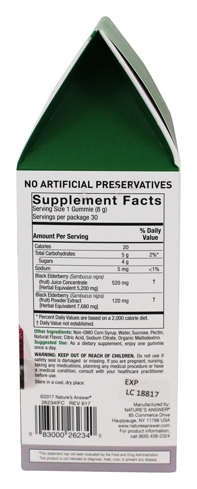 Sambucus Mega Gummies 7X Fruta de Sabugueiro - 30 Gummies Nature's Answer - Imagem 2