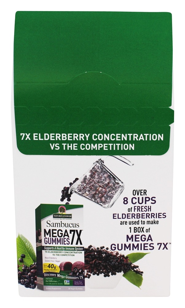 Sambucus Mega Gummies 7X Fruta de Sabugueiro - 30 Gummies Nature's Answer - Imagem 3