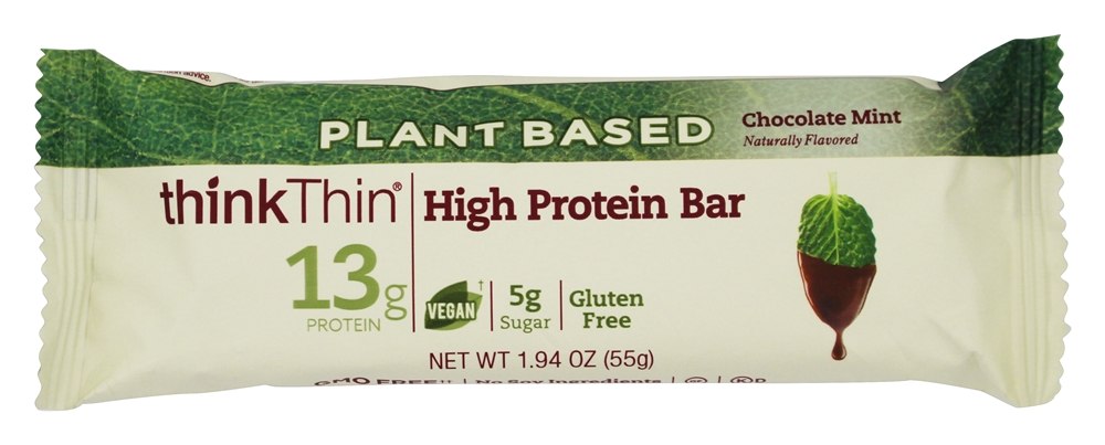 thinkthin Planta Baseado Alto Proteína Barras Caixa Chocolate Hortelã - 10 Barras Think Products - Imagem 5