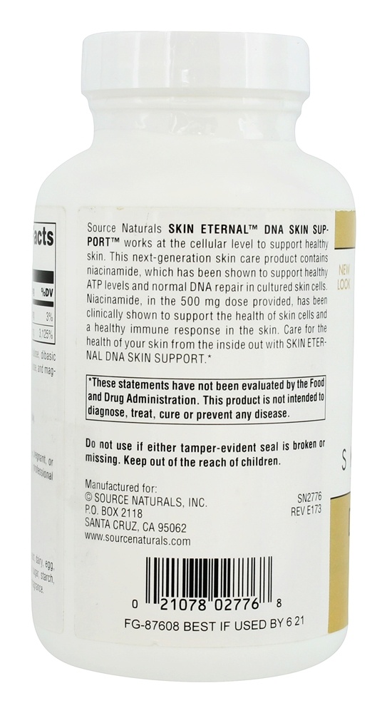 Pele Eterno DNA Pele Apoiar Niacinamida 500 mg. - 240 Tablet (s) Source Naturals - Imagem 3