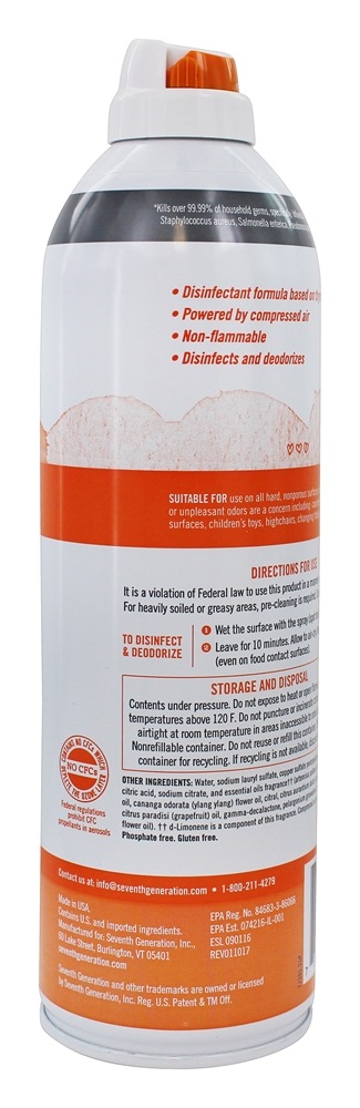 Spray desinfetante Citrus fresco e aroma de tomilho - 13.9 oz. Seventh Generation - Imagem 2