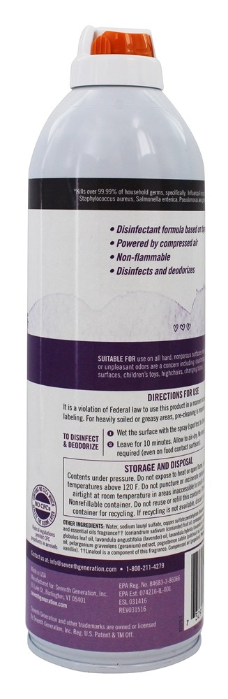 Desinfetante Spray Lavanda & Tomilho Perfume - 13.9 oz. Seventh Generation - Imagem 3