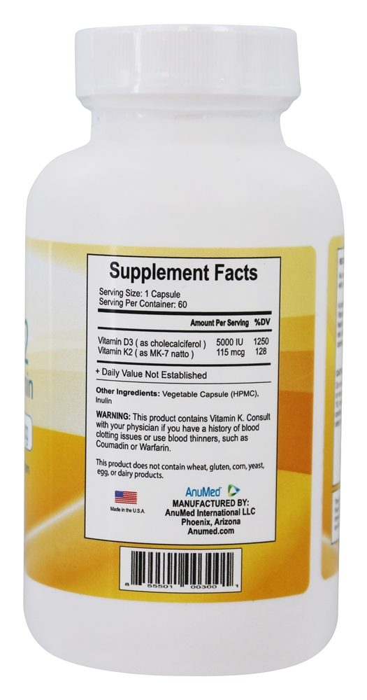 Vitamina D3 + Vitamina K2 - Cápsulas 60 AnuMed - Imagem 2