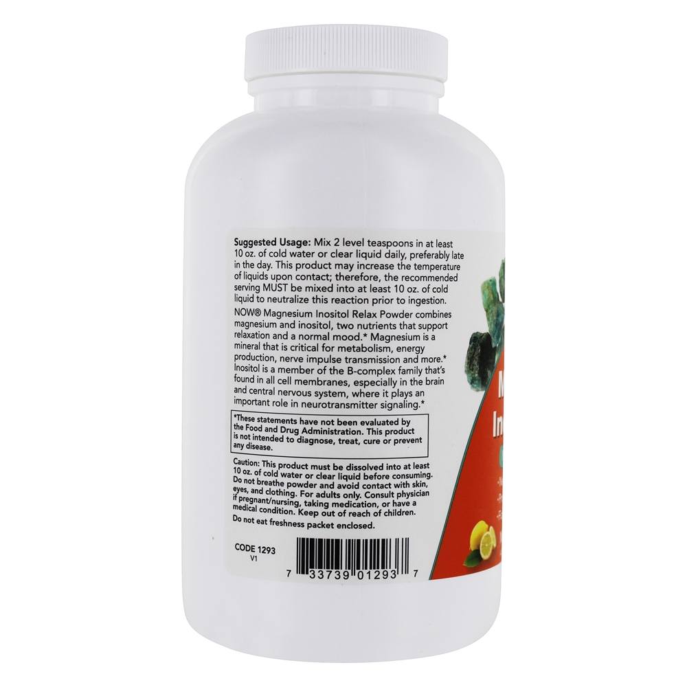 Magnésio & Inositol em Pó para Suporte ao Sistema Nervoso Sabor Limonada - 16 oz. NOW Foods - Imagem 3