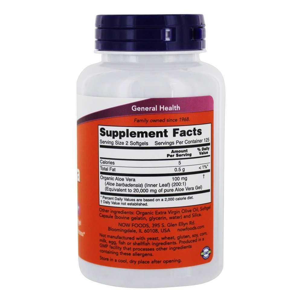 Aloés Vera Géis Digestivo Health Support 10000 mg. - 250 Softgels NOW Foods - Imagem 2