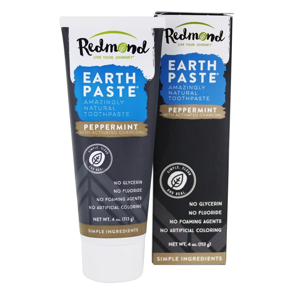 Pasta de massa Pasta de dentes surpreendentemente natural Peppermint com carvão ativado - 4 oz. Redmond Trading