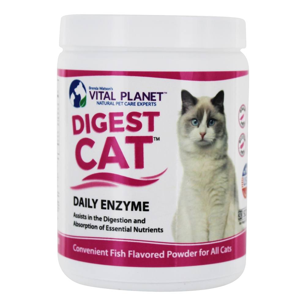 Digerir Gato Diário Enzima Pó Peixe Saboroso - 2.64 oz. Vital Planet