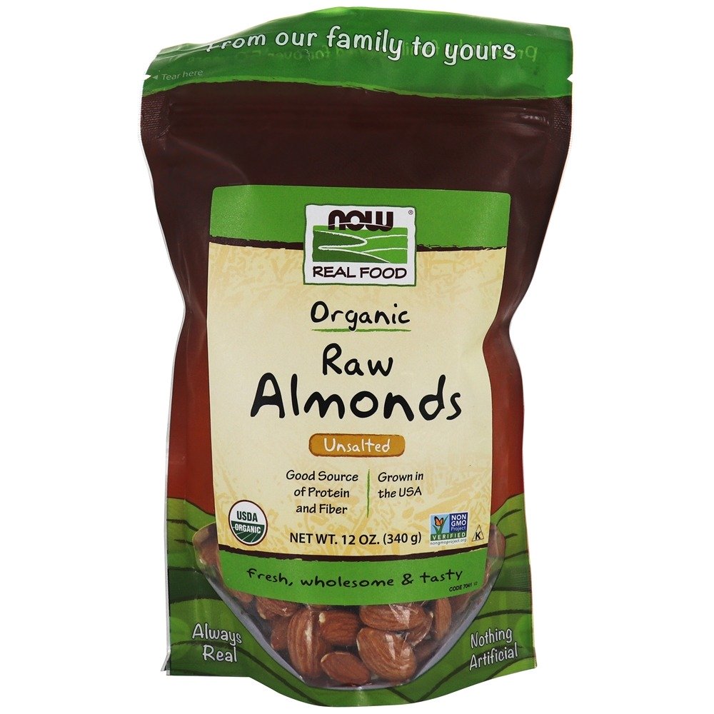 NOW Real Food Organic Organic Amêndoas sem sal - 12 oz. NOW Foods