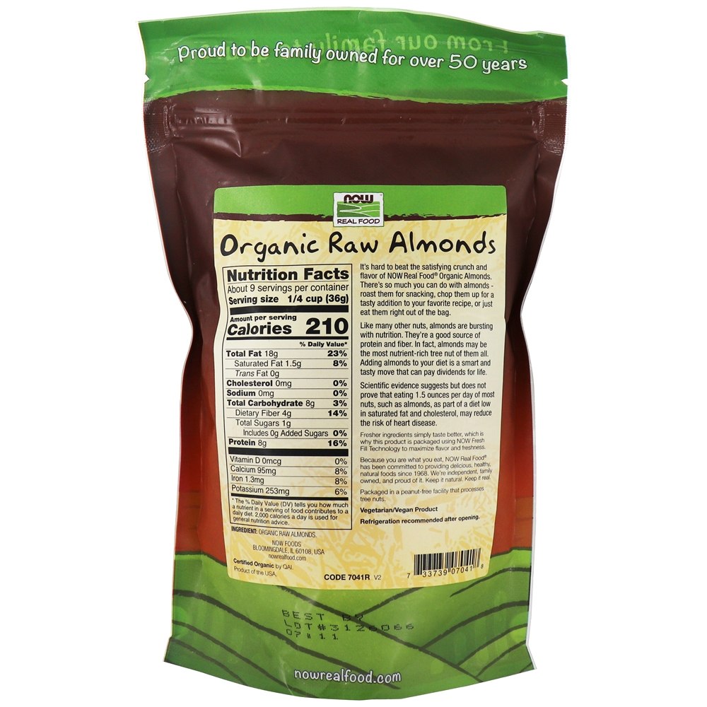 NOW Real Food Organic Organic Amêndoas sem sal - 12 oz. NOW Foods - Imagem 2