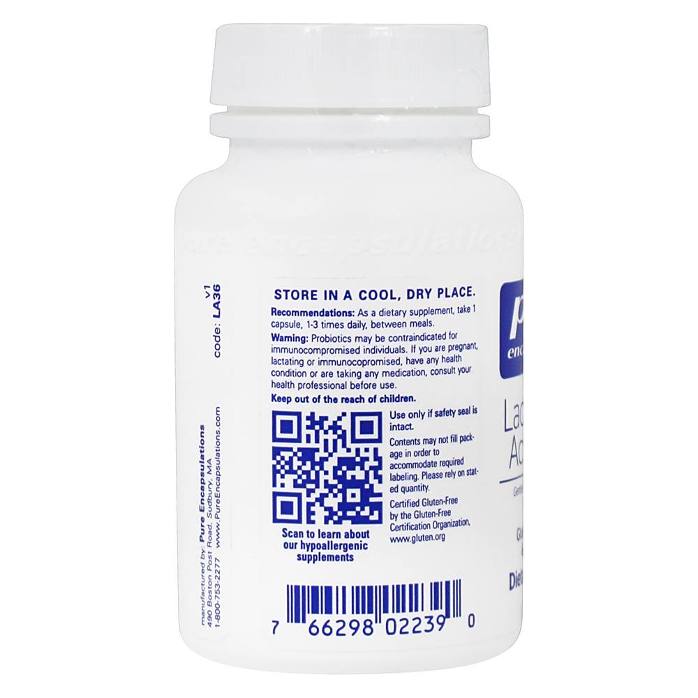 Lactobacilos Acidophilus Probiotic 3 Bilhões de UFC - Cápsulas 60 Pure Encapsulations - Imagem 3