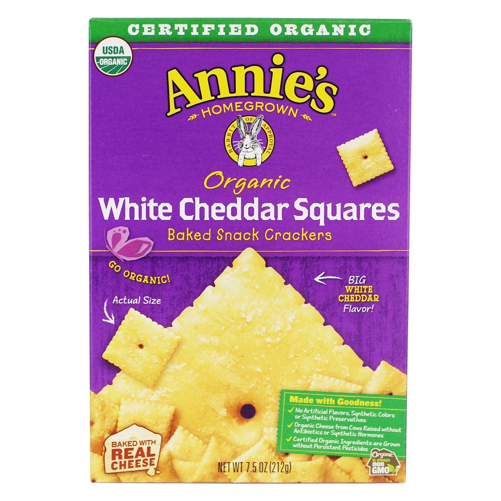 Biscoitos Assados Aromatizados Orgânicos Biscoitos Cheddar Branco - 7.5 oz. Annie's
