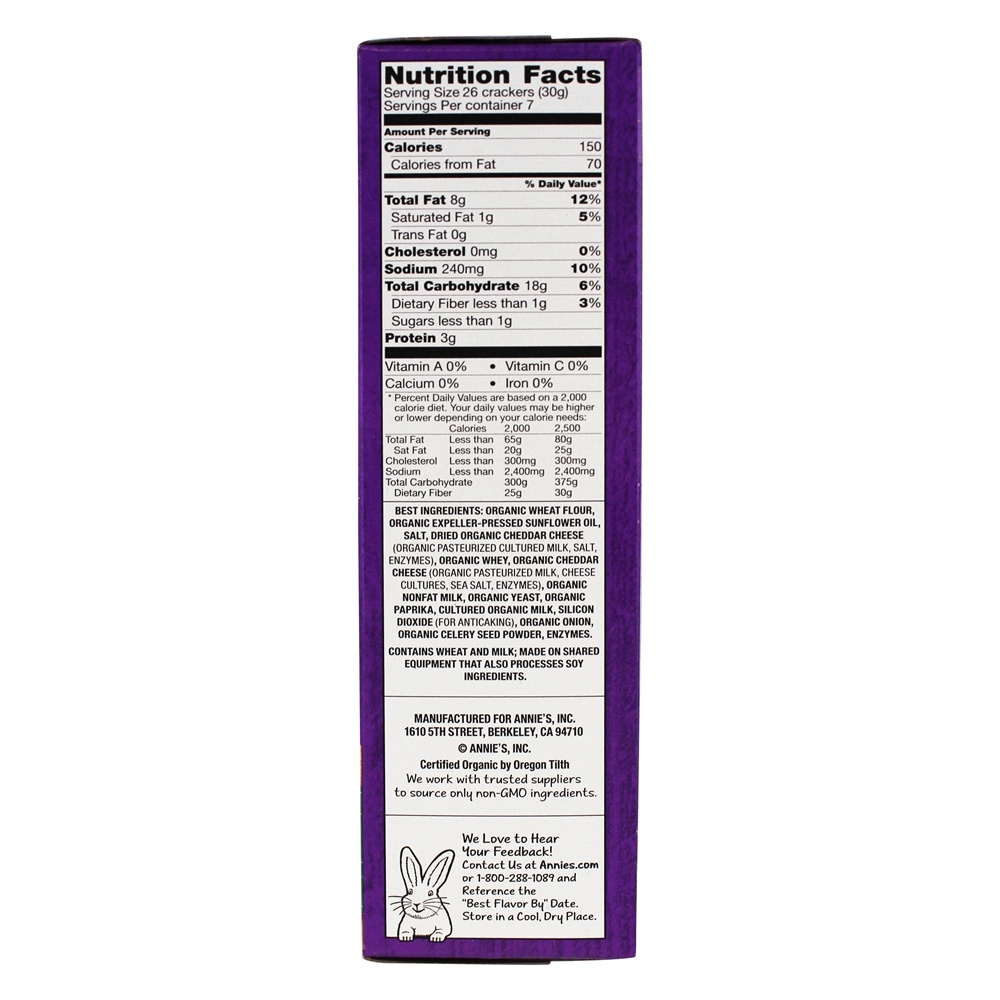 Biscoitos Assados Aromatizados Orgânicos Biscoitos Cheddar Branco - 7.5 oz. Annie's - Imagem 2