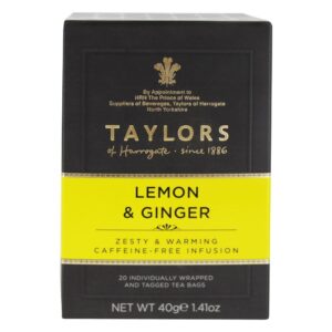 Chá de infusão de ervas sem cafeína Limão e gengibre - 20 Saquinhos de Chá Taylors of Harrogate