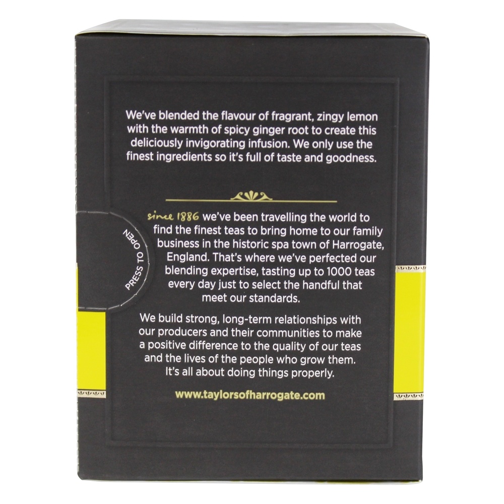 Chá de infusão de ervas sem cafeína Limão e gengibre - 20 Saquinhos de Chá Taylors of Harrogate - Imagem 3