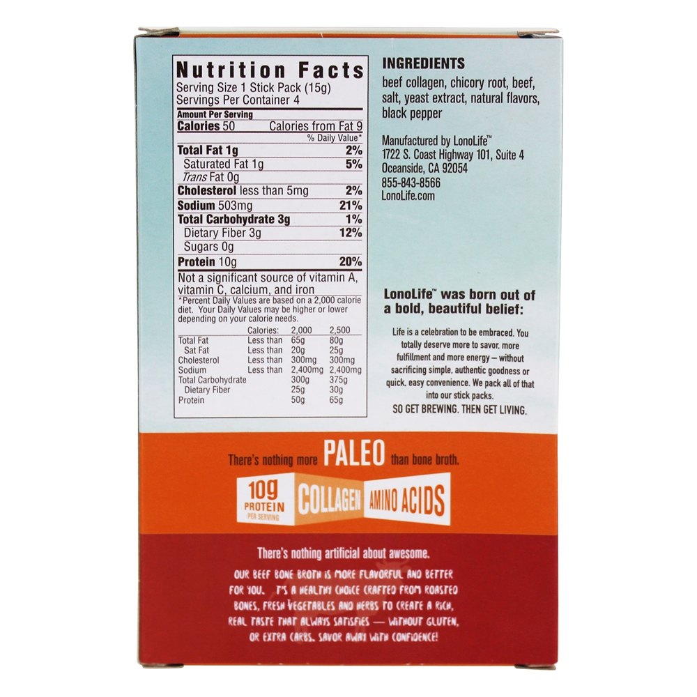 Grama Alimentado Paleo Osso Caldo Carne - 4 Pacote (s) de Bastão LonoLife - Imagem 2