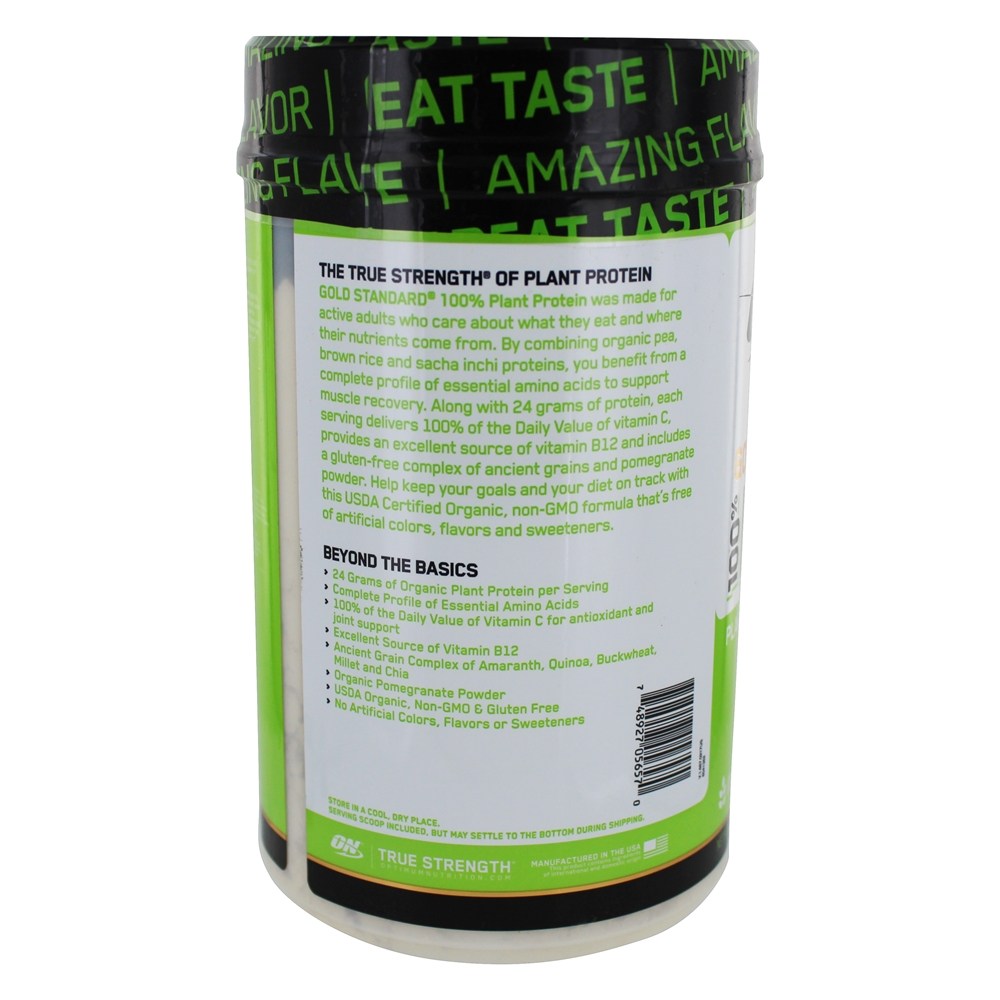Gold Standard 100 % Válvula em pó de proteína à base de plantas - 1.51 lb. Optimum Nutrition - Imagem 3