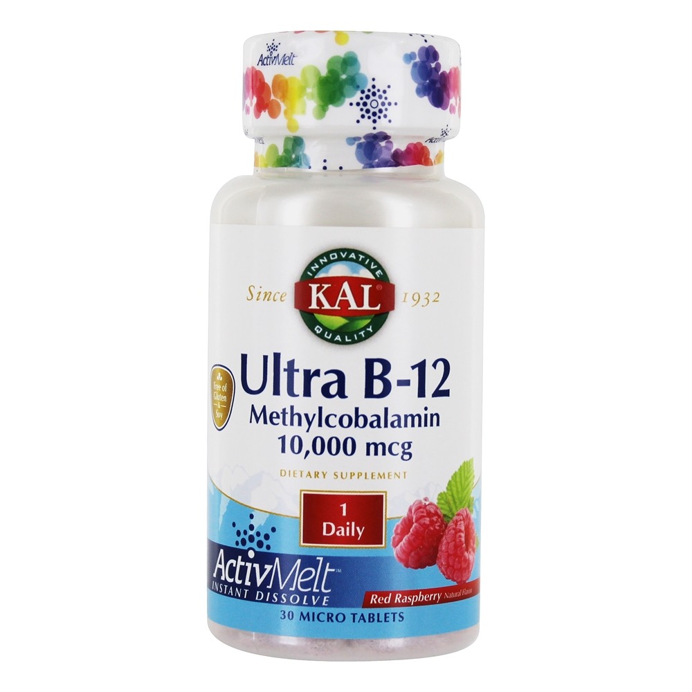 Ultra Vitamina B12 Metilcobalamina Sabor Framboesa Vermelha 10000 mcg. - 30 Micro Tablets Kal