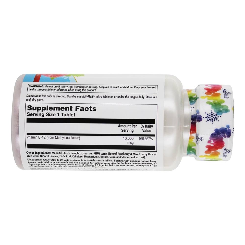 Ultra Vitamina B12 Metilcobalamina Sabor Framboesa Vermelha 10000 mcg. - 30 Micro Tablets Kal - Imagem 2