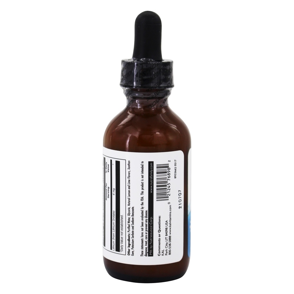Orotato de Lítio em Gotas Sabor Natural de Limão 4 mg. - 2 fl. oz. Kal - Imagem 4
