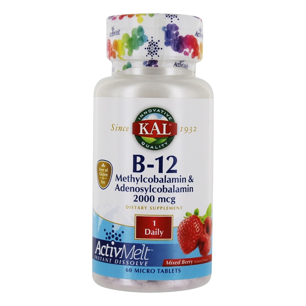 Vitamina B12 Metilcobalamina e Adenosilcobalamina Baga Mista 2000 mcg. - 60 Micro Tablets Kal