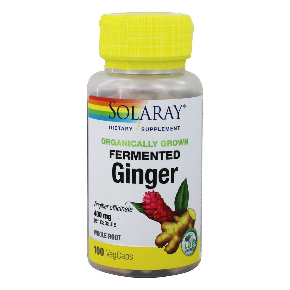 Fermentado gengibre inteiro Raiz orgânica crescido 400 mg. - 100 Cápsula (s) vegetal (s) Solaray