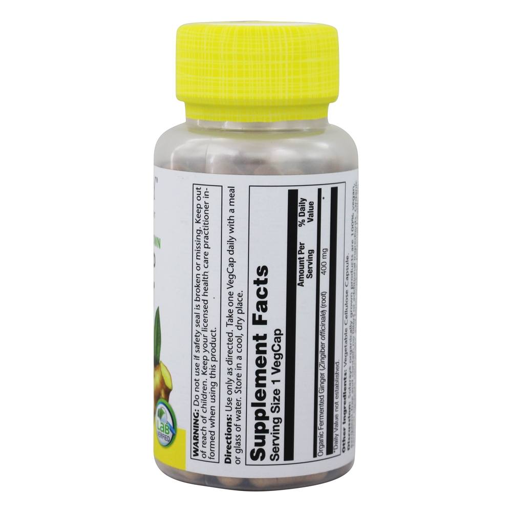 Fermentado gengibre inteiro Raiz orgânica crescido 400 mg. - 100 Cápsula (s) vegetal (s) Solaray - Imagem 2