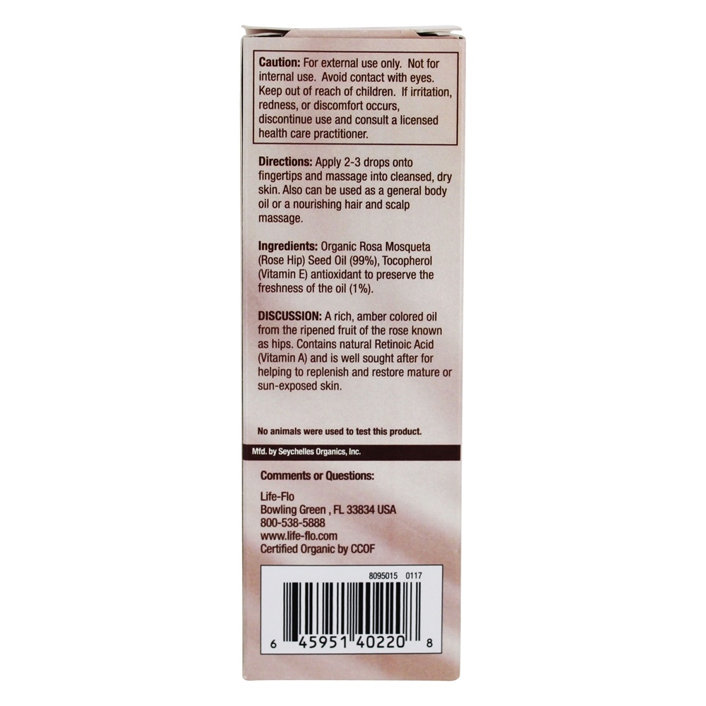 Pure Orgânicos de Frio Óleo de Semente de Rosa Mosqueta - 4 fl. oz. Life-Flo - Imagem 2