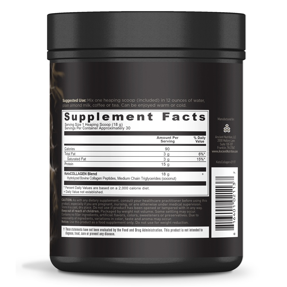 Ceto Colágeno Proteína + Coco Mct Pó - 19 oz. Ancient Nutrition - Imagem 2