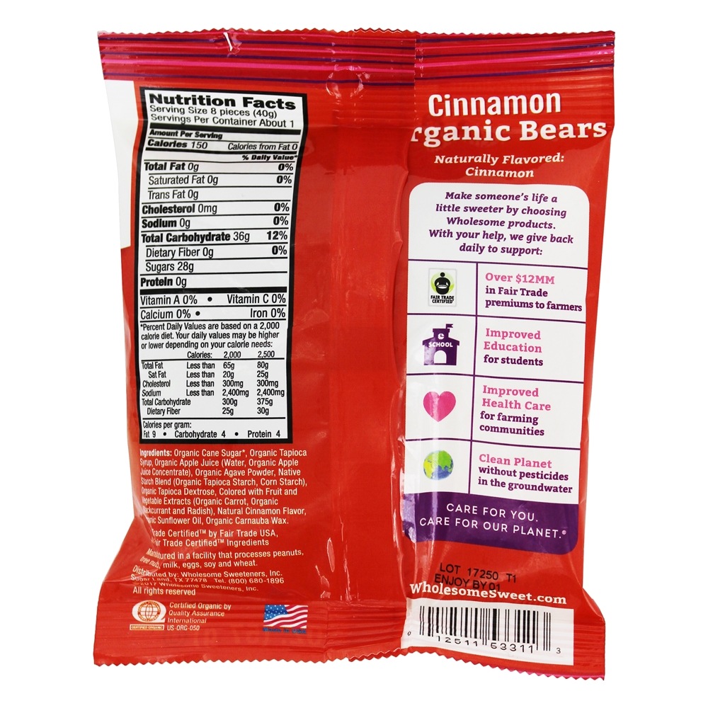 Petiscos orgânicos dos ursos de canela - 2.75 oz. Wholesome! - Imagem 2