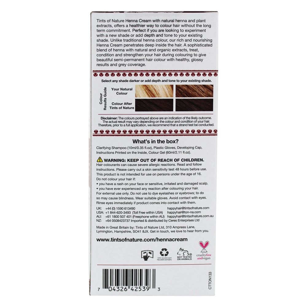 Hena Creme Cabelo Corante Luz Marrom - 2.46 fl. oz. Tints Of Nature - Imagem 4