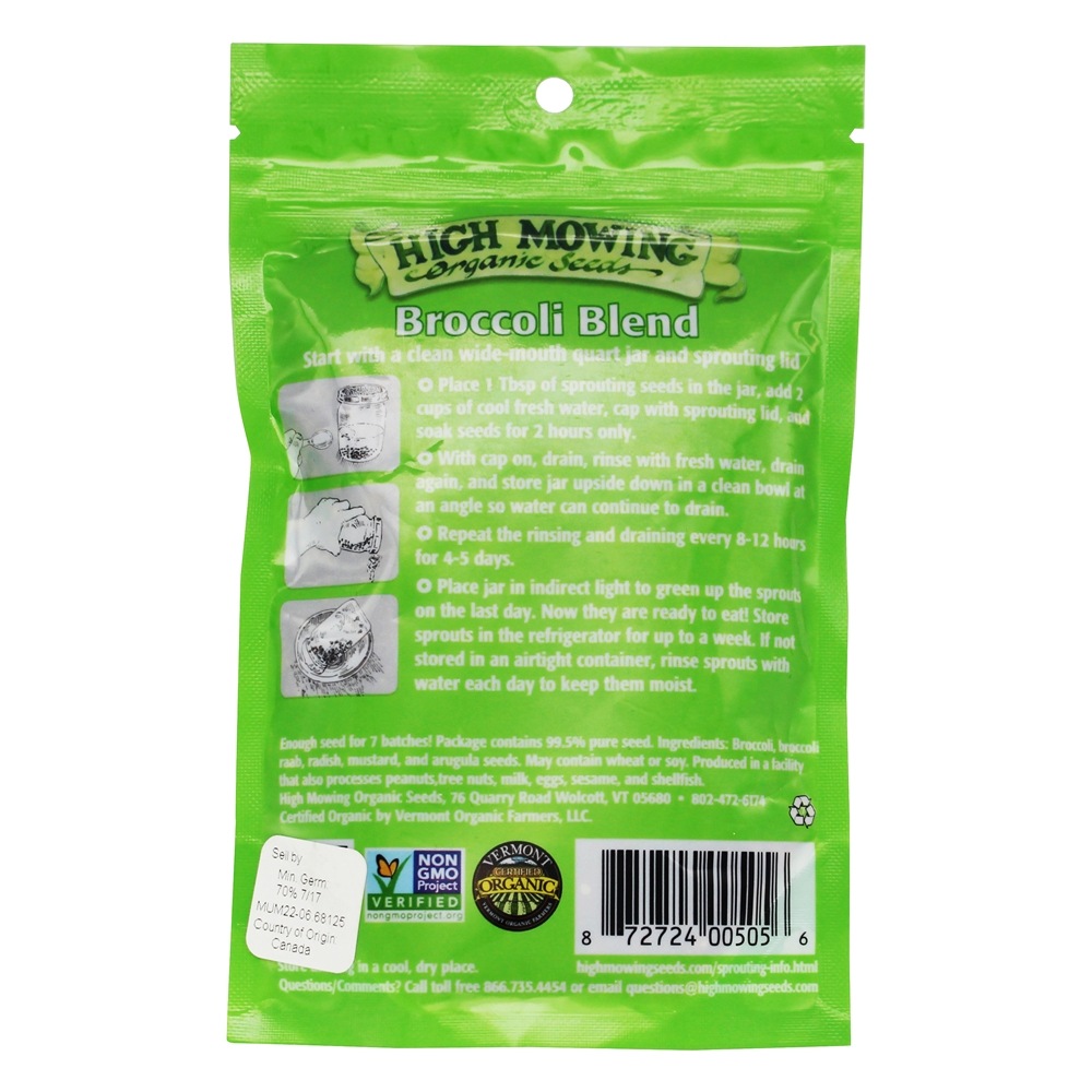 Mistura De Broccoli De Sementes De Brotação Orgânica - 3 oz. High Mowing Organic Seeds - Imagem 2