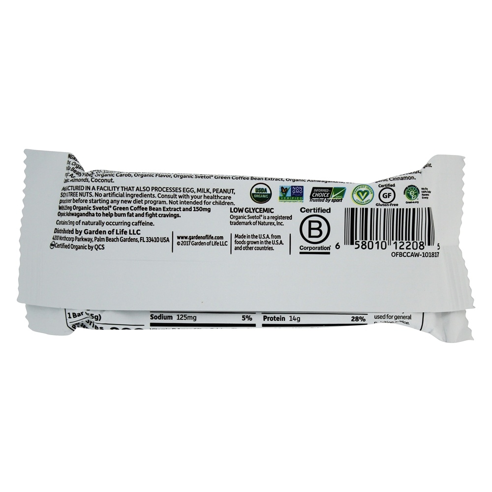 Orgânico Caber Alto Proteína Peso Perda Bar Chocolate Coco Amêndoa - 1.9 oz. Garden of Life - Imagem 3