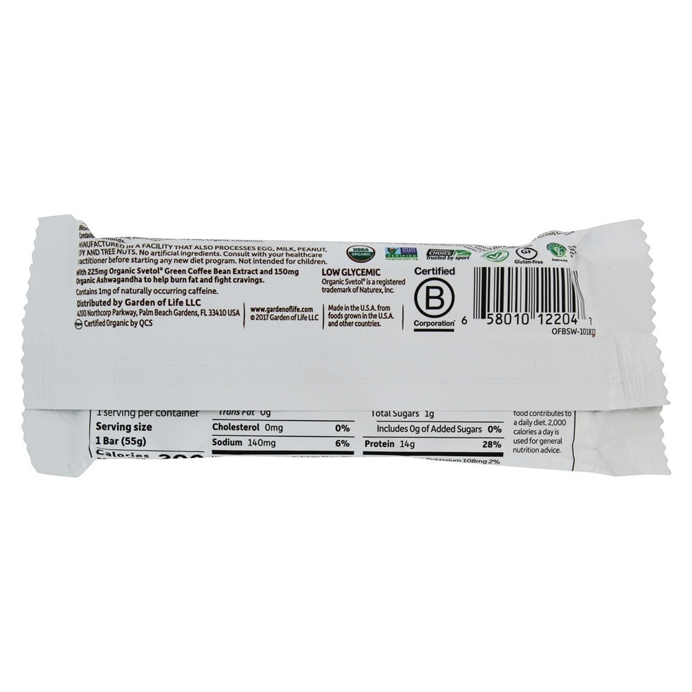 Orgânico Caber Alto Proteína Peso Perda Bar S'mor - 1.9 oz. Garden of Life - Imagem 3