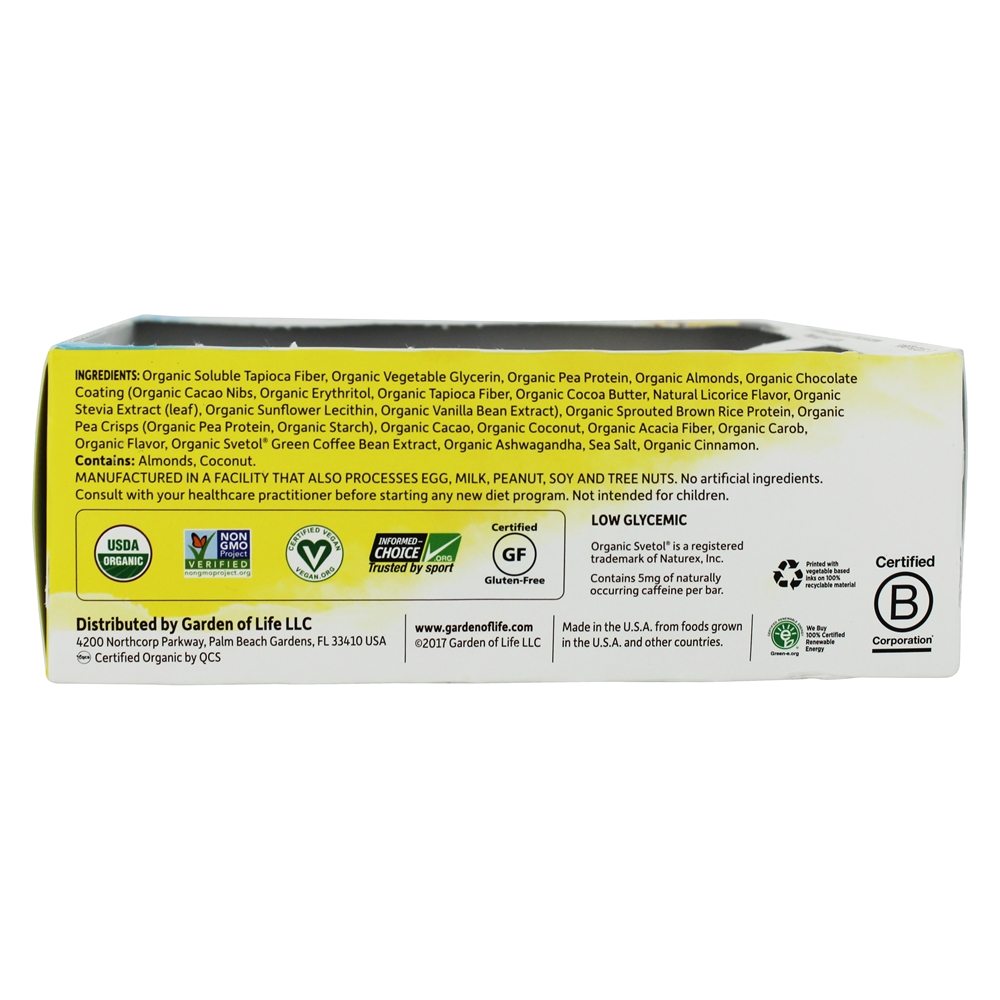 Orgânico Caber Alto Proteína Peso Perda Barras Chocolate Coco Amêndoa - 12 Barras Garden of Life - Imagem 2