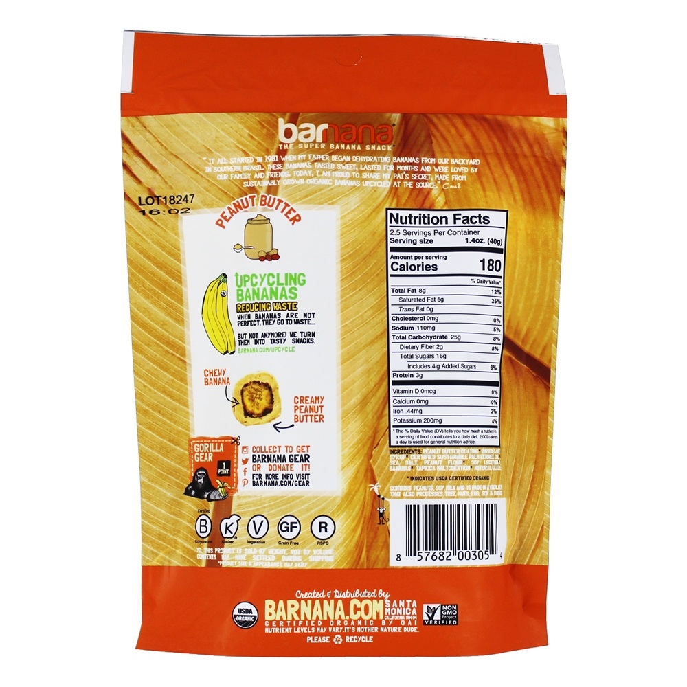 Manteiga De Amendoim Orgânica Mordida De Banana Mordida - 3.5 oz. Barnana - Imagem 2