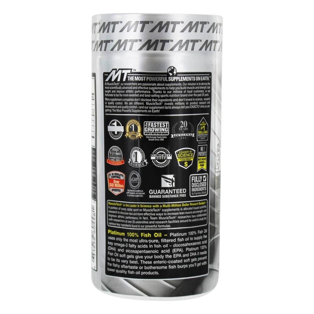 Platina 100 % Pure Série Essencial de Óleo de Peixe 350 mg. - 100 Softgels Muscletech Products - Imagem 3