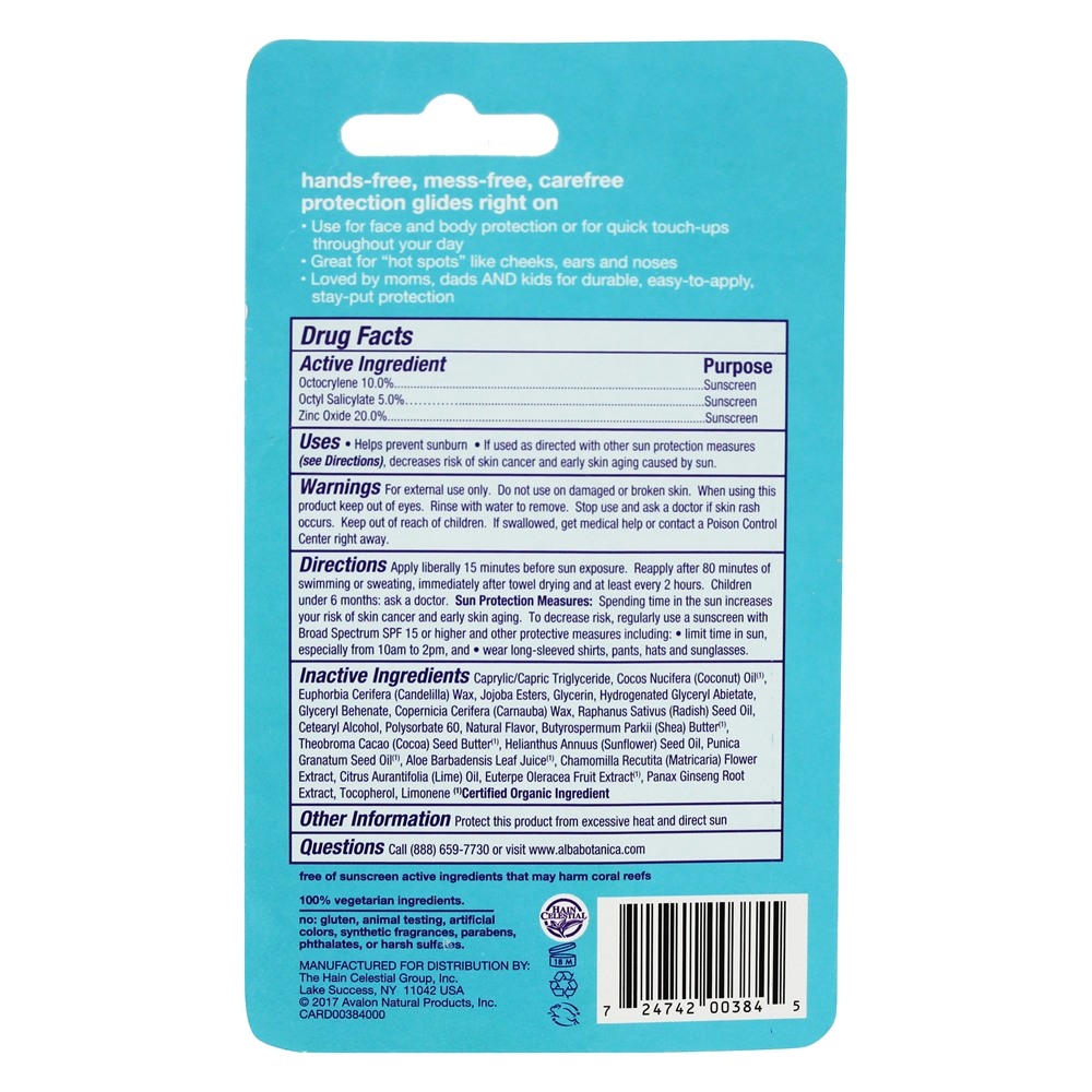 Rápido Fixar Sol Vara Amplo Spectrum 30 SPF - 0.5 oz. Alba Botanica - Imagem 2
