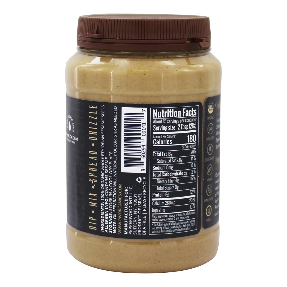 Manteiga de Tahini de gergelim integral à terra de pedra orgânica - 15 oz. Pepperwood Organics - Imagem 2