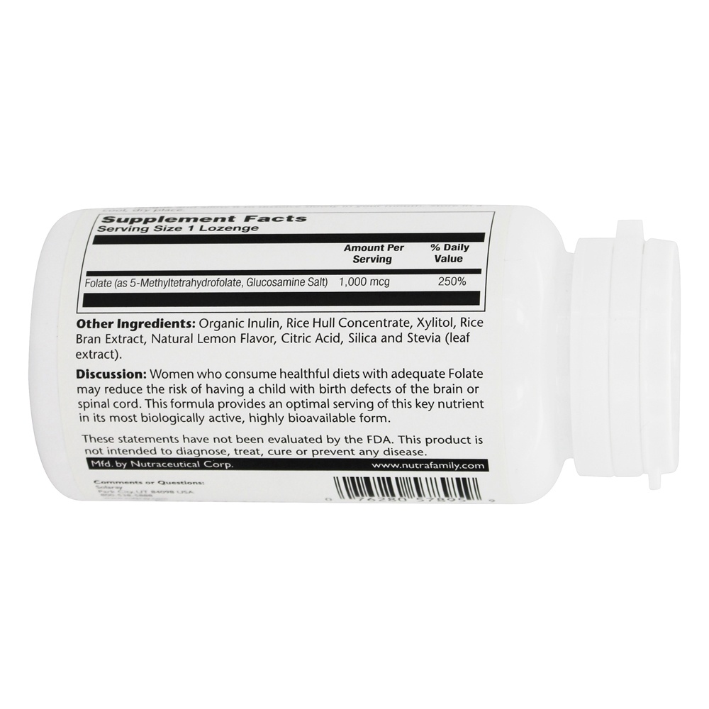 Metilo Folato Limão 1000 mcg. - 60 Pastilhas Solaray - Imagem 3